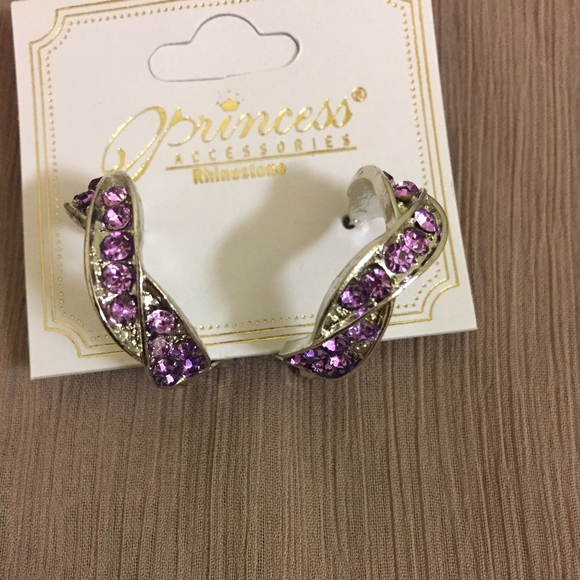 Jewelry - Purple Crystal and Silver Earrings